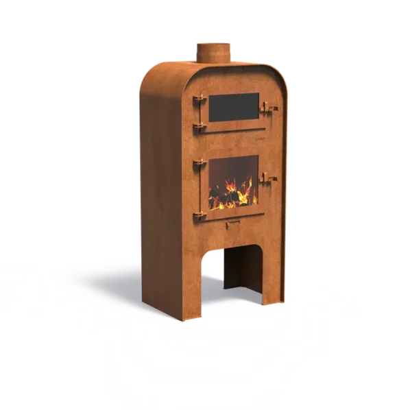 Vonkajší krb GAP s dvierkami a pizza pieckou cortén