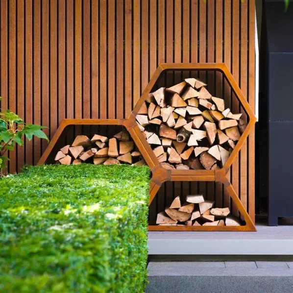 Drevník HEX cortén