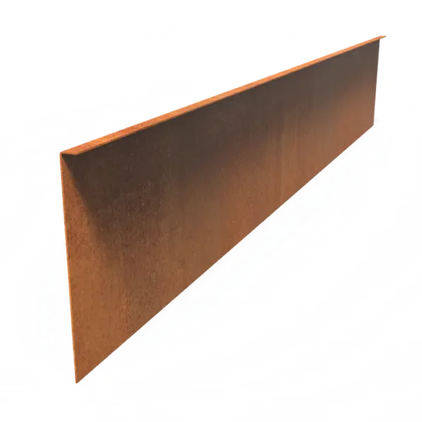 Záhradný lem z corténovej ocele, zalomený horný okraj, rovný