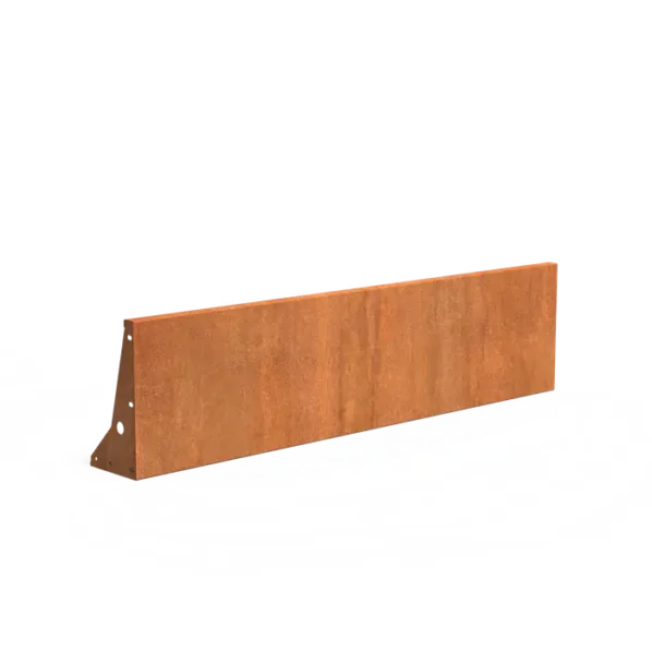 Oporný múr z corténovej ocele, úzky horný okraj, rovný