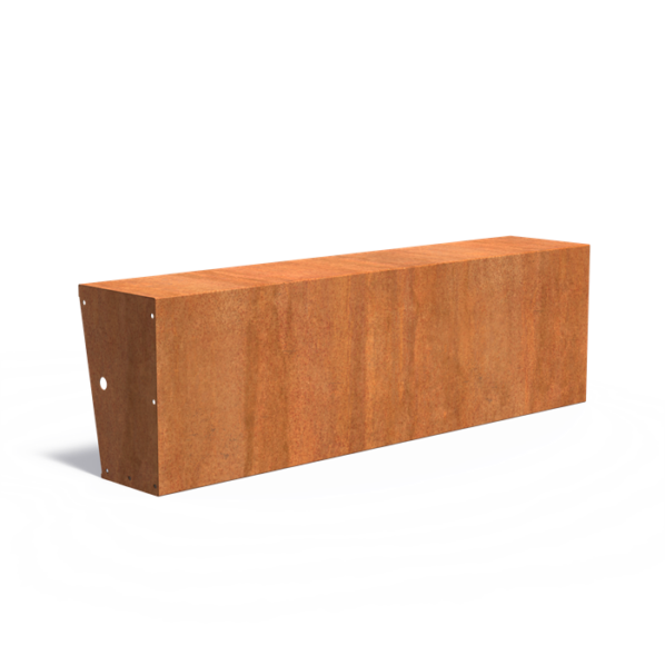 Oporný múr z corténovej ocele, široký horný okraj, rovný