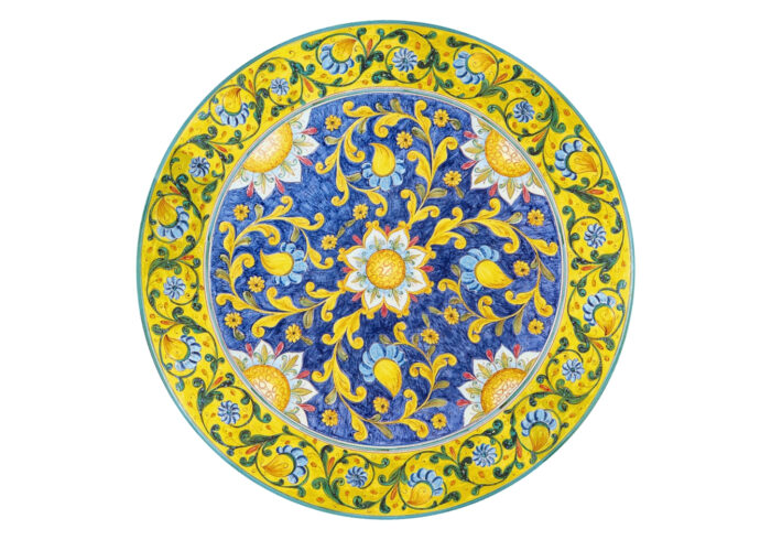 Lena, ručne maľovaný okrúhly stôl z lávového kameňa