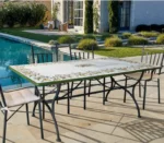 Olive, ručne maľovaný okrúhly stôl z lávového kameňa