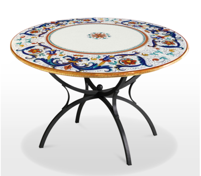 Ricco Deruta, ručne maľovaný okrúhly stôl z lávového kameňa