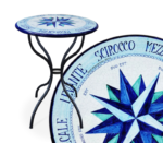 Rosa dei Venti Blu, ručne maľovaný okrúhly stôl z lávového kameňa