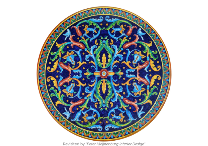 Festone Vivace, ručne maľovaný okrúhly stôl z lávového kameňa