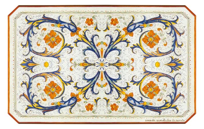 Ricco Deruta Pieno, ručne maľovaný obĺžnikový stôl z lávového kameňa