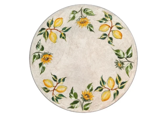 Antico 6, ručne maľovaný okrúhly stôl z lávového kameňa