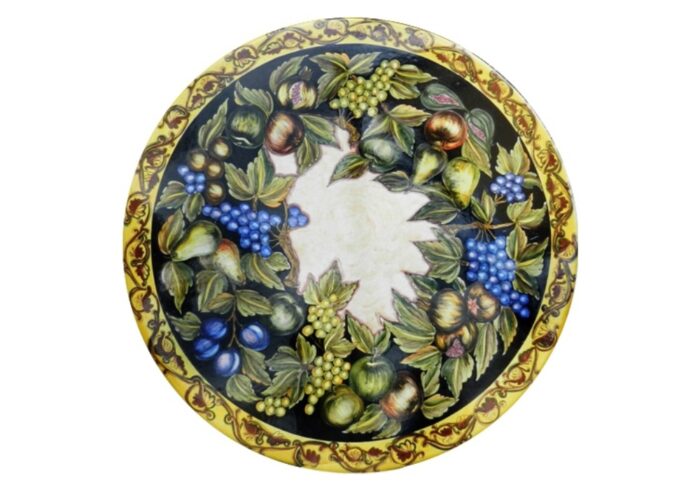 Frutta Caravaggio, ručne maľovaný okrúhly stôl z lávového kameňa