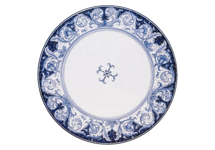 Uccellini Blu, ručne maľovaný okrúhly stôl z lávového kameňa