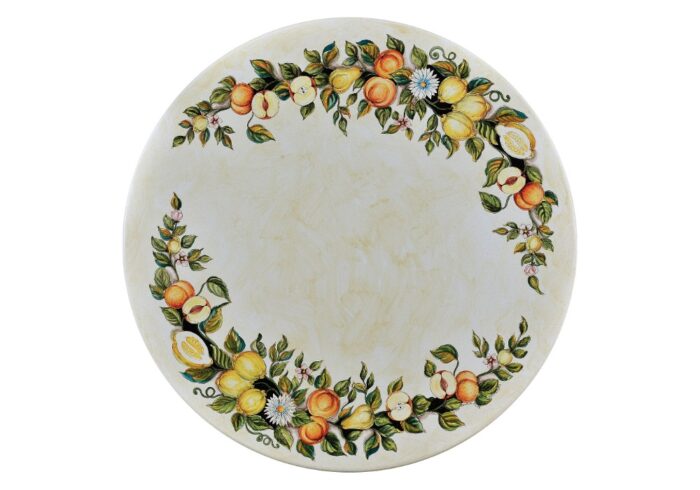 Frutta e Margherite, ručne maľovaný okrúhly stôl z lávového kameňa