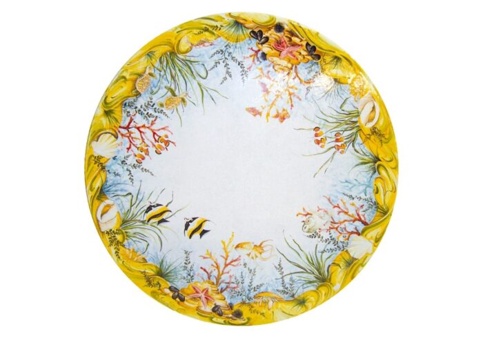 Oceano, ručne maľovaný okrúhly stôl z lávového kameňa