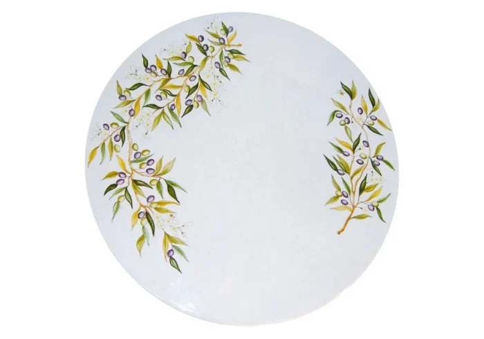 Olive e Fiori, ručne maľovaný okrúhly stôl z lávového kameňa