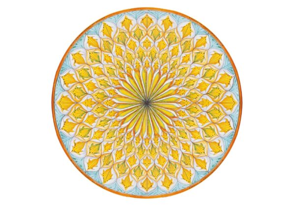 Pavone 2, ručne maľovaný okrúhly stôl z lávového kameňa