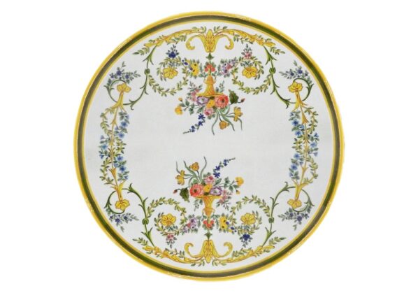 Settecento, ručne maľovaný okrúhly stôl z lávového kameňa