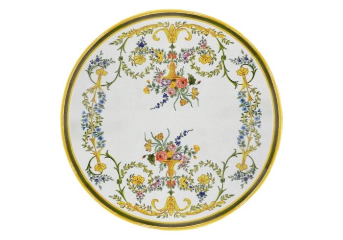 Settecento, ručne maľovaný okrúhly stôl z lávového kameňa