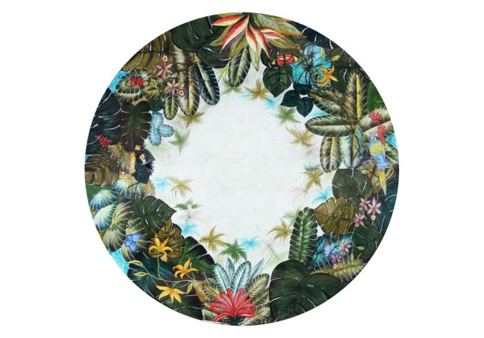 Amazzonia, ručne maľovaný okrúhly stôl z lávového kameňa