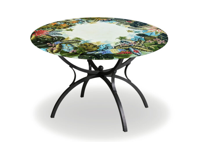 Amazzonia, ručne maľovaný okrúhly stôl z lávového kameňa