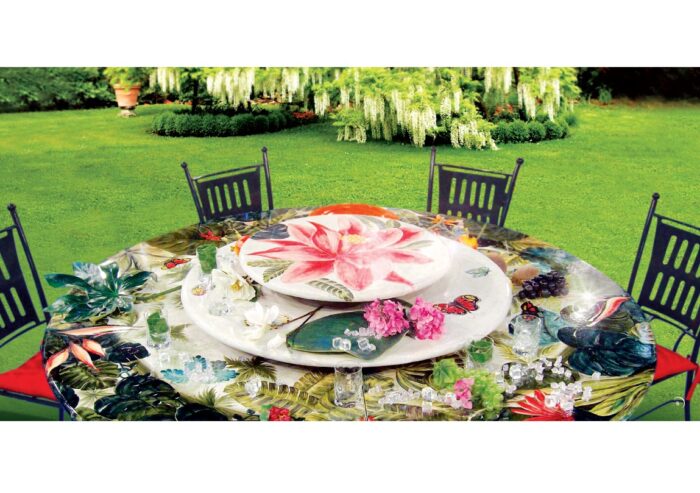 Amazzonia, ručne maľovaný okrúhly stôl z lávového kameňa