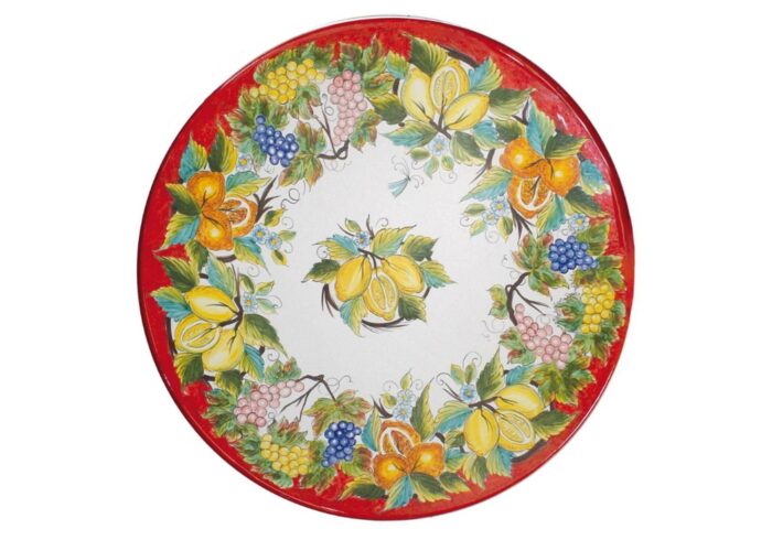 Frutta Rosy fascia rossa, ručne maľovaný okrúhly stôl z lávového kameňa