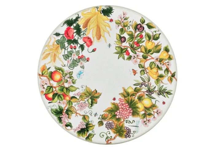 Inglese, ručne maľovaný okrúhly stôl z lávového kameňa