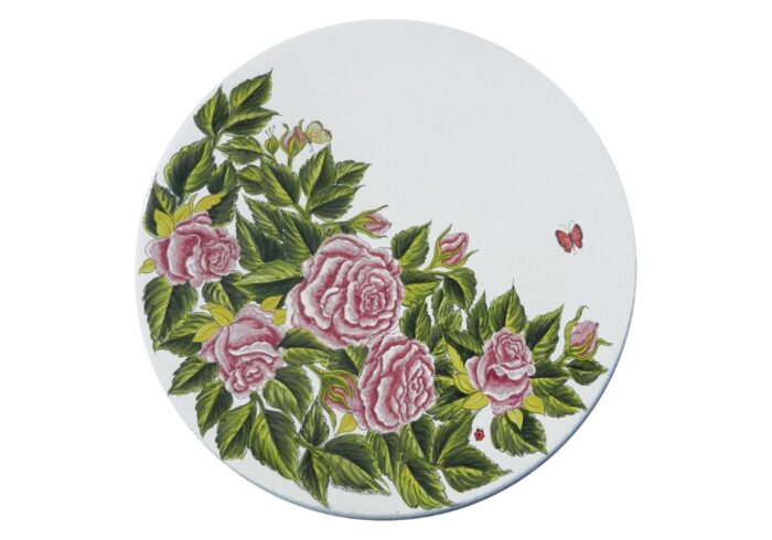 Rose, ručne maľovaný okrúhly stôl z lávového kameňa