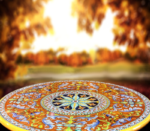 Deruta Antico, ručne maľovaný okrúhly stôl z lávového kameňa