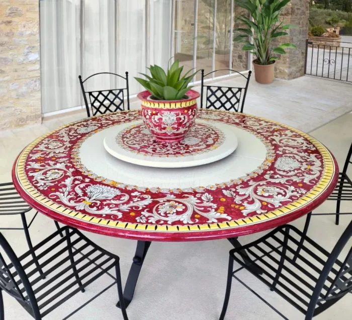 Sabrina, ručne maľovaný obĺžnikový stôl z lávového kameňa