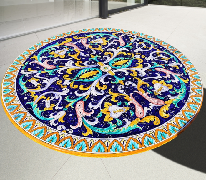 Festone, ručne maľovaný okrúhly stôl z lávového kameňa