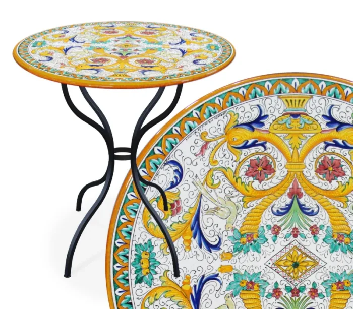 Venezia, ručne maľovaný oválny stôl z lávového kameňa