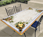 Patio, ručne maľovaný obĺžnikový stôl z lávového kameňa