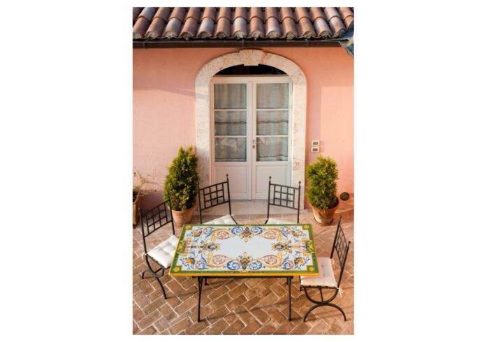 Michelangelo, ručne maľovaný obĺžnikový stôl z lávového kameňa