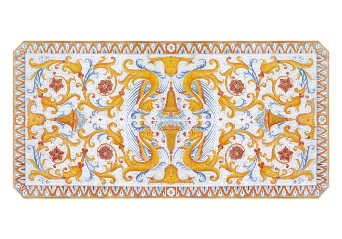 Raffaellesco Pieno, ručne maľovaný obĺžnikový stôl z lávového kameňa