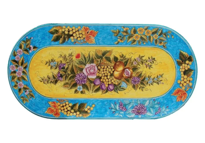 Spring, ručne maľovaný oválny stôl z lávového kameňa