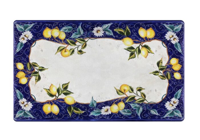 Limoni e Margherite, ručne maľovaný obĺžnikový stôl z lávového kameňa