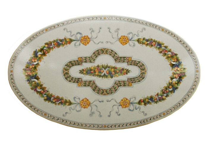 Ghirlanda, ručne maľovaný oválny stôl z lávového kameňa