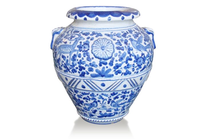 Toskánska terakotová amfora Arabesco blu
