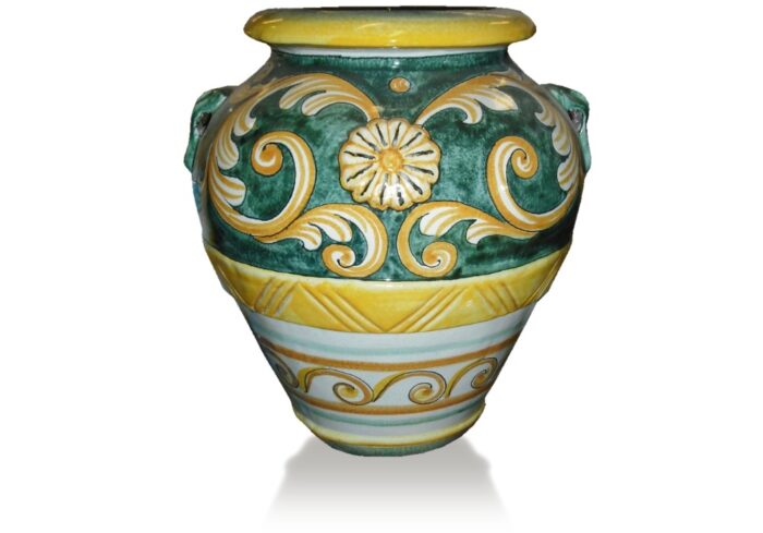 Toskánska terakotová amfora Volute Fondo Verde Ramina